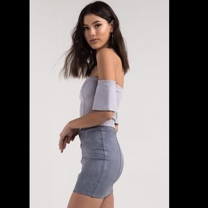 ° H&M Suede Blue Skirt °